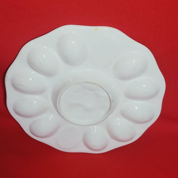 Deviled Egg Plate Serving Platter Tray Fruit Floral Center - Picture 5 of 10
